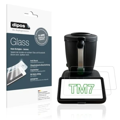 Abbildung von dipos I 2x Displayschutz 9H klar kompatibel mit Vorwerk Thermomix TM7 Schutzfolie Anti Shock Folie