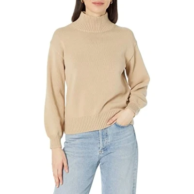 Abbildung von Amazon Essentials Damen Pullover aus Baumwolle mit hohem Stehkragen (erhältlich in Übergröße), Bräunen, S