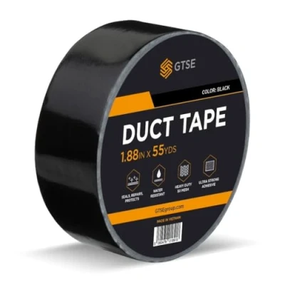 Abbildung von GTSE Gewebeband Schwarz 48 mm x 50 m strapazierfähiges Panzerband wasserdichtes Klebeband zum Reparieren, Befestigen, Bündeln, Verstärken und Abdichten, 1 Rolle