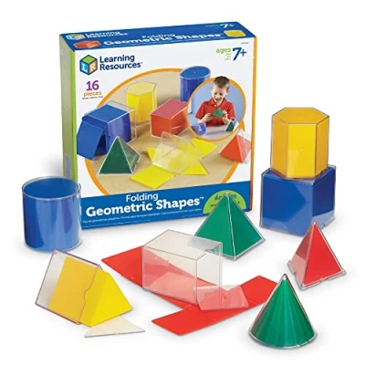 Abbildung von Learning Resources Original Faltbare geometrische Formen (16 Stück), körper montessori mathe spiel, geometrie ressources, rechenspiele klasse 2, Aktivitäten im Klassenzimmer für Kinder 7+