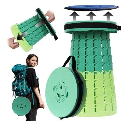 Abbildung von PLOGGING Upgrade XXL Collapsible Stool mit Kissen, tragbare Hocker für Erwachsene, stabilerer Klappstuhl Ladungskapazität 1000 Pfund, einziehbarer Campinghocker Outdoor, Wandern, Reisen