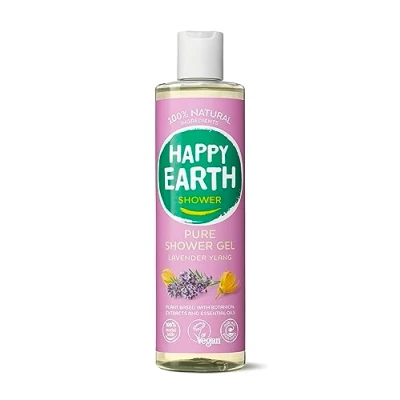 Abbildung von HAPPY EARTH 100% Natürliche Lavender Ylang Duschgel für Frauen und Männer NATRUE Zertifiziert, Vegan, Mikroplastikfrei (1 x 300 ML)