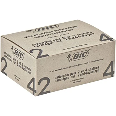 Abbildung von BIC 4 Farben Kugelschreiberminen rot Colours, 50er Pack, dokumentenechte Tinte, Strichstärke 0.4 mm