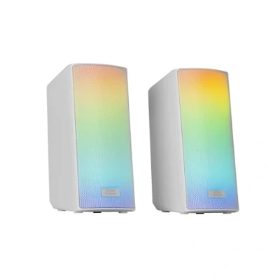 Abbildung von MARSGAMING MSRGB2, Bluetooth 5.3 Lautsprecher 15W, DSP Soundprozessor, Dynamische RGB Beleuchtung, Full Mesh Front, Kompakte mit Steuerbox, 3,5 mm Jack und USB Anschluss, Weiß
