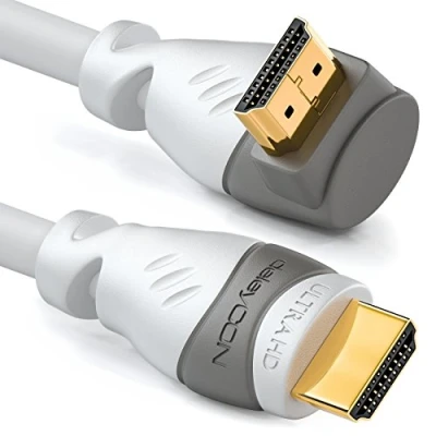 Abbildung von deleyCON 1m HDMI 270 Grad Winkel Kabel Kompatibel zu 2.0/1.4 UHD 4K HDR 3D 1080p 2160p ARC Weiß