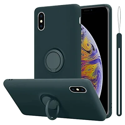 Abbildung von Cadorabo Hülle kompatibel mit Apple iPhone XS MAX Schutzhülle TPU Silikon Case Liquid Design Ring Slim Kratzfest Liquidsilikon Microfaser für in Grün
