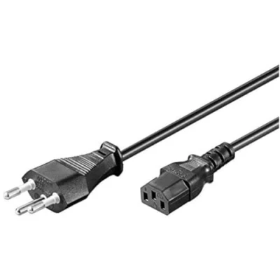 Abbildung von PremiumCord Netzkabel 230V 2m, Stromkabel mit Schweiz Stecker auf Kaltgerätebuchse C13, IEC 320, PC 3 Polig, Farbe schwarz