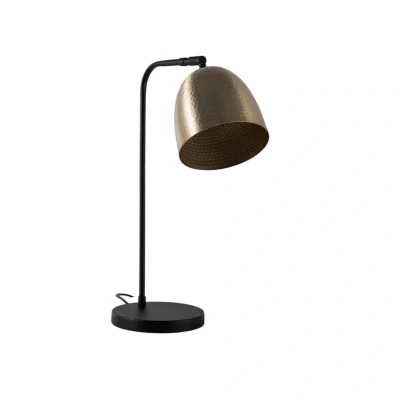 Abbildung von Tischlampe Glocke gehämmert Halter L Lectio H52 cm Metall Schwarz Vergoldet Menzzo