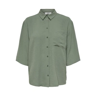 Abbildung von JACQUELINE de YONG Blusenshirt 3/4 Arm Hemd in Knitteroptik Blusen Oberteil Brusttasche JDYDIVYA 4947 Dunkelgrün