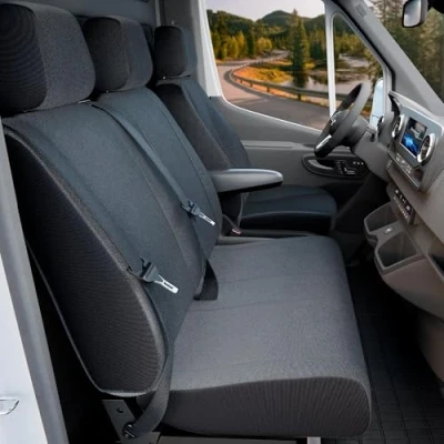 Abbildung von Walser Transporter Sitzbezüge Auto kompatibel mit VW T5, Doppelbank vorne klappbar, Stoff Sitzschoner Auto, Sitzauflagen Set für Van