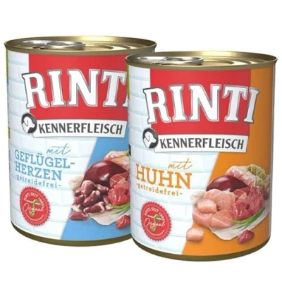 Abbildung von Rinti Kennerfleisch Multipack Geflügelherzen und Huhn 24 x 800g