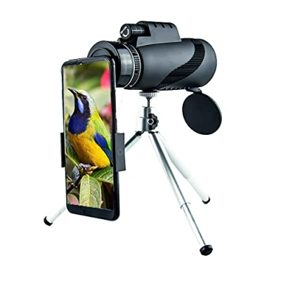 Abbildung von 40x60/ 80x100 Monokular Teleskop HD Fernglas mit Smartphone Halter und Ganzmetall Stativ FMC BAK4 Prisma für Vogelbeobachtung, Reisen, Camping, Konzerte, Ballspiele, Wildtiere