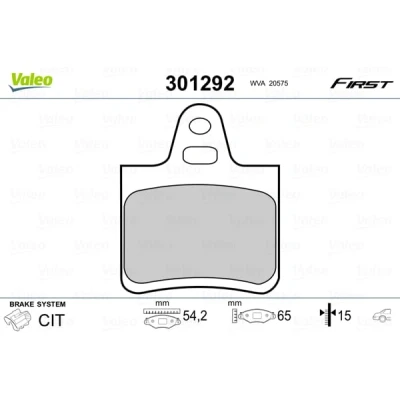 Abbildung von VALEO 301292 Bremsbelagsatz FIRST Hinterachse exkl. Verschleißwarnkontakt ohne Anti Quietsch Blech CITROËN: Xantia Schrägheck, XM I Schrägheck