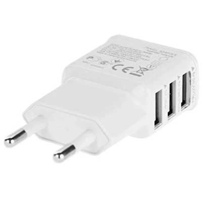 Abbildung von Mini 3 fach Mehrfachsteckdose USB Universal Netzteil Reiseadapter Netzstecker Stecker 220V Ladegerät Adapter Flach für viele Geräte Handy Smartphone Tablet e Book Reader Navigationsgerät Bluetooth Speaker Headset