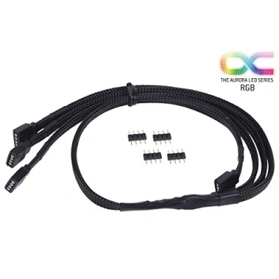Abbildung von Alphacool 18539 Y Kabel RGB 4pol auf 3X 60cm inkl. Stecker Schwarz ARGB LED