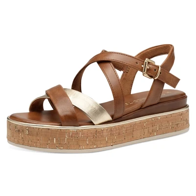 Abbildung von Marco Tozzi Plateausandalette, Damen, Größe: 36, Cognac Schuhe