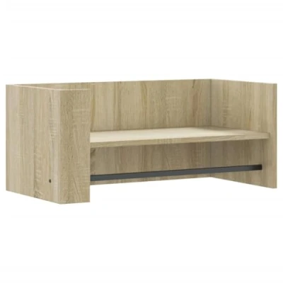 Abbildung von vidaXL Wandregal, Hängeregal mit Hängestange, Schweberegal Wandboard für Flur Wohnzimmer, Wandgarderobe Flurgarderobe, Sonoma Eiche Holzwerkstoff