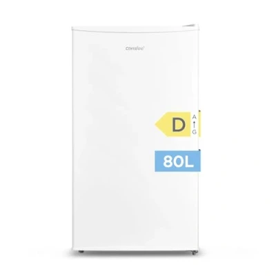 Abbildung von Comfee RCD80WH3(E) Kühlschrank mit Gefrierfach, 80L Kleiner Kühlschrank, Obst und Gemüsefach, 84.5 cm Höhe, 47.5 Breite, 110 kWh pro Jahr, Einstellbare Temperaturregelung, verstellbare Füße, weiß