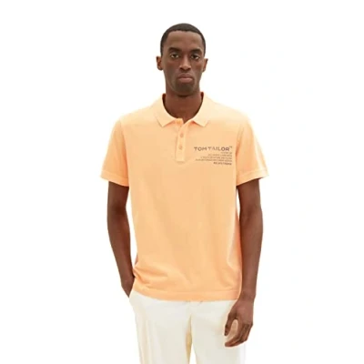 Abbildung von TOM Tailor MIT Textprint Poloshirt, Herren, Größe: Medium, Washed out orange