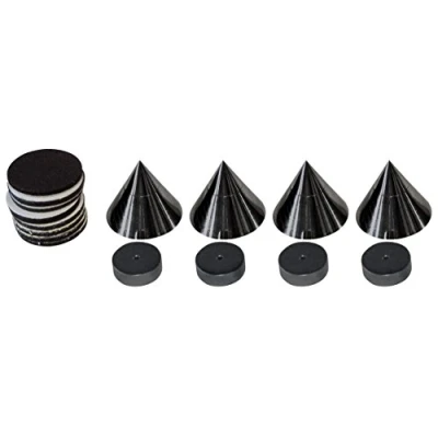 Abbildung von Dynavox Sub Watt Absorber 4er Set, höhenverstellbare Entkoppler für HiFi Geräte und Lautsprecher mit Unterlegscheiben, schwarz
