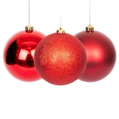 Abbildung von Weihnachtskugeln, bruchsicher, dunkelrot, 15 cm, 3 Stück