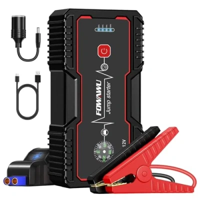 Abbildung von FOWAWU starthilfe Powerbank 1500A 18000mAh 12V Tragbarer Motorrad Auto (Motoren Bis zu 7.0L Benzin oder 5.5L Diesel)Starthilfegerät Autobatterie mit LED Taschenlampe/USBLadegerät
