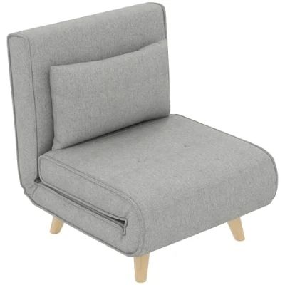 Abbildung von HOMCOM Sessel Schlafsessel mit Bettfunktion, Lendenkissen (Relaxsessel, 1 St., Klappbett), bis 150 kg Belastbar, für Wohnzimmer Hellgrau
