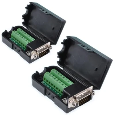 Abbildung von Oiyagai 2 Stück DB15 3+9 D SUB VGA Stecker 3Reihig 15 polig Adapter mit Mutter Anschlussplatine Lötfrei