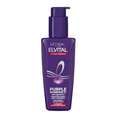 Abbildung von L&#039;Oréal Paris Elvital Haaröl für blondes, gesträhntes, graues Haar, Neutralisiert Gelbtöne, Color Glanz Purple Belebendes Öl gegen Gelbstich, 1 x 100 ml