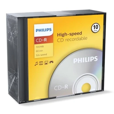 Abbildung von Philips CD R CR7D5NS10/00, 52x, R, 700 MB, 10 Stück(e)