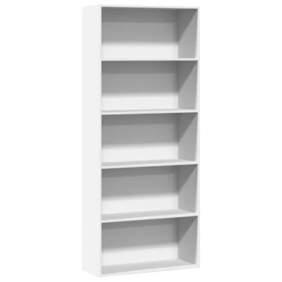 Abbildung von vidaXL Bücherregal, Bücherschrank mit 5 Fächern, Standregal für Wohnzimmer Büro, Büroregal Wandregal Raumteiler, Weiß Holzwerkstoff