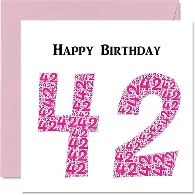 Abbildung von Stuff4 Shapecloud lustige Geburtstagskarte zum 42. Geburtstag für Frauen Happy Birthday Karte Vater, Mutter, Bruder, Schwester, Großvater, Oma, Onkel, Tante, 145 mm x Grußkarten,
