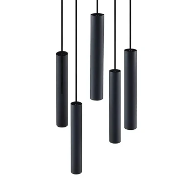 Abbildung von Lindby Hängeleuchte Sanad, 70 cm, schwarz, 5 fl., Stahl