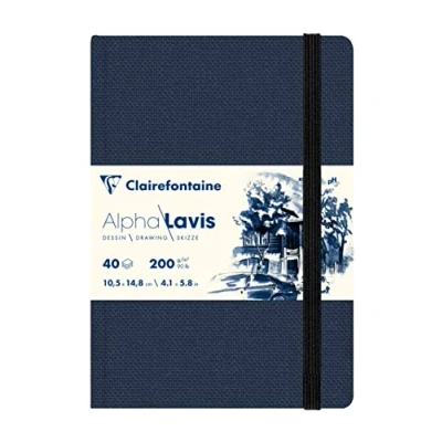 Abbildung von Clairefontaine 975960C Lavis Zeichenbuch mit festem Einband, Fadenbindung, DIN A6 10,5x14,8cm, Querformat, 40 Blatt elfenbein 200g, 1 Stück