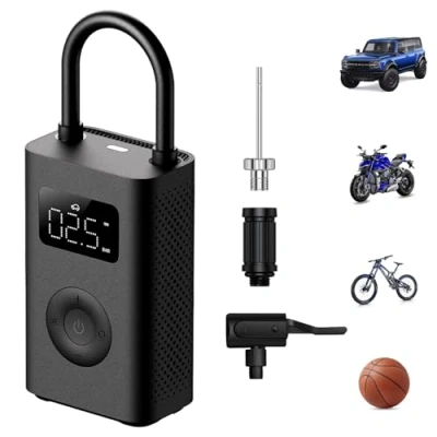 Abbildung von HDeye Mijia Elektrische Luftpumpe 2, Tragbarer Fahrradpumpe mit 2000 mAh Akku, 150 PSI, 10,3 bar, für Auto, Fahrrad, Motorrad, Ball, E Scooter