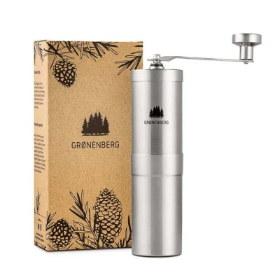 Abbildung von GRØNENBERG Kaffeemühle manuell, Edelstahl Handkaffeemühle, Manuelle mit Keramikmahlwerk, 35,00 g Bohnenbehälter, Stufenlos, präzise einstellbar