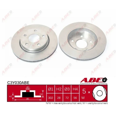 Abbildung von ABE C3Y030ABE Bremsscheibe Vorderachse 302 28 5 Belüftet JEEP: WRANGLER 3