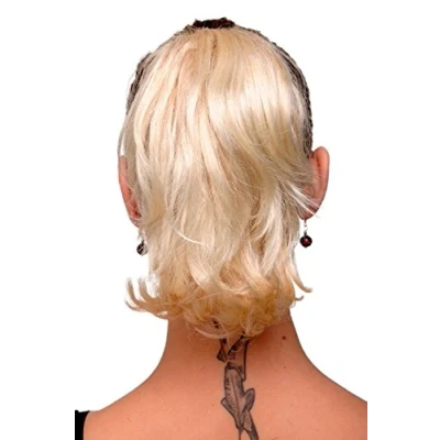 Abbildung von WIG ME UP Haarteil Zopf Extension Blond Platinblond Mix kurz wilder Look Befestigung mit Butterfly Klammer 20 cm T6545 24BT613