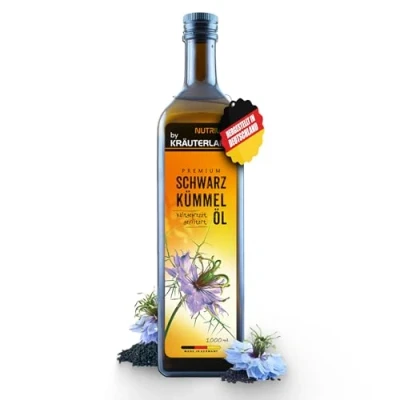 Abbildung von NUTRILIFE by Kräuterland Schwarzkümmelöl 1L (1000ml), Gefiltert, Kaltgepresst, 100% Nigella Sativa, ohne Zusatz von Aromen, Frabstoffe &amp; Konservierungsstoffe direkt aus unsrer hessischen Ölmühle