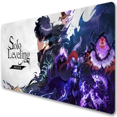 Abbildung von Wuyouni Solo Leveling XXL Mauspad, multifunktional, Gaming, Anime, 800 x 300 mm, Sung Jinwoo, wasserdichte Gaming Tastatur, Mauspad und 3 mm rutschfeste Gummiunterseite, strukturierte Oberfläche