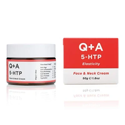 Abbildung von Q+A 5 HTP Gesichts und Halscreme. Eine Feuchtigkeitscreme zur Verbesserung der Hautelastizität Kollagenproduktion. 50 g
