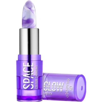 Abbildung von essence SPACE GLOW COLOUR CHANGING LIPSTICK, Violett, Expressergebnis, farbanpassend, schimmernd, vegan, ohne Alkohol, Parabene, Mikroplastikpartikel, 3er Pack (3x3.2g)