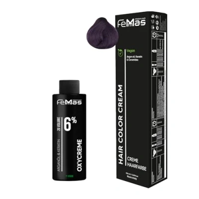 Abbildung von Femmas Haarfarbe Set Mittelblond Violett Intensiv 7.22 I Hair Color Cream 100ml + Oxycreme 6% Permanente Haar Coloration Entwickler Schonend &amp; langanhaltend Salon für Zuhause