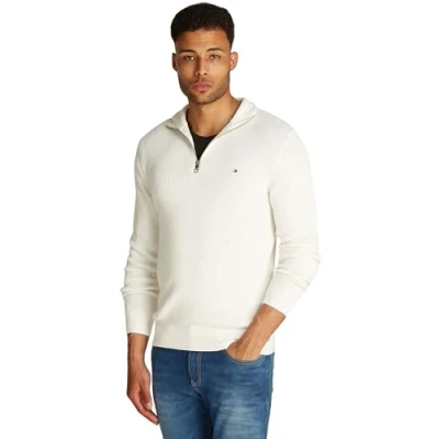 Abbildung von Tommy Hilfiger Refined Structure ZI Strickpullover, Herren, Größe: Small, Wit