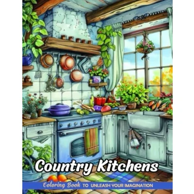 Abbildung von Country Kitchens: Christmas Coloring Books with Kitchens for Stress Relief and Relaxation (Coloring Pages Kids &amp; Adults)