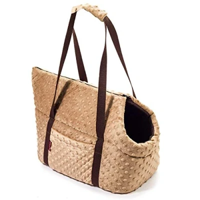 Abbildung von BOUTIQUE ZOO Hundetasche, Welpentasche Beige (Minky), S bis 5 kg Tragetasche für kleinen und mittleren Hund, Welpen, Katze