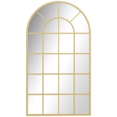 Abbildung von HOMCOM Wandspiegel mit Metallrahmen Hängespiegel Wohnzimmerspiegel (Flurspiegel, 1 St., Fensterspiegel), für Wohnzimmer, Esszimmer, Schlafzimmer, Gold