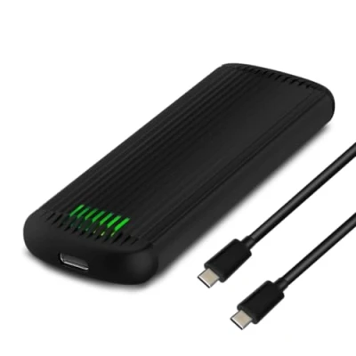 Abbildung von FANTEC NVMe31 FastLock USB3.2 Gen2 Festplattengehäuse für 1x PCIe NVMe SSD, Transferraten bis 10Gbit/s (SUPERSPEED+), werkzeugloser Zusammenbau, incl. Thermal Pad, Aluminium schwarz
