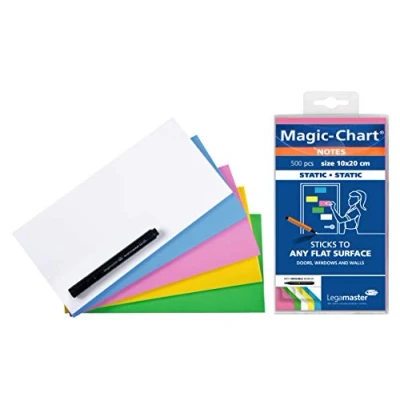 Abbildung von Legamaster 7 159499 Magic Chart Notes, elektrostatische Haftnotizen, 10 x 20 cm, 500 Blatt, sortiert