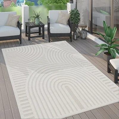 Abbildung von Paco Home Teppich &quot;Livorno 674&quot;, rechteckig, Uni Farben, moderner Hoch Tief Effekt, Scandi Look, Outdoor geeignet